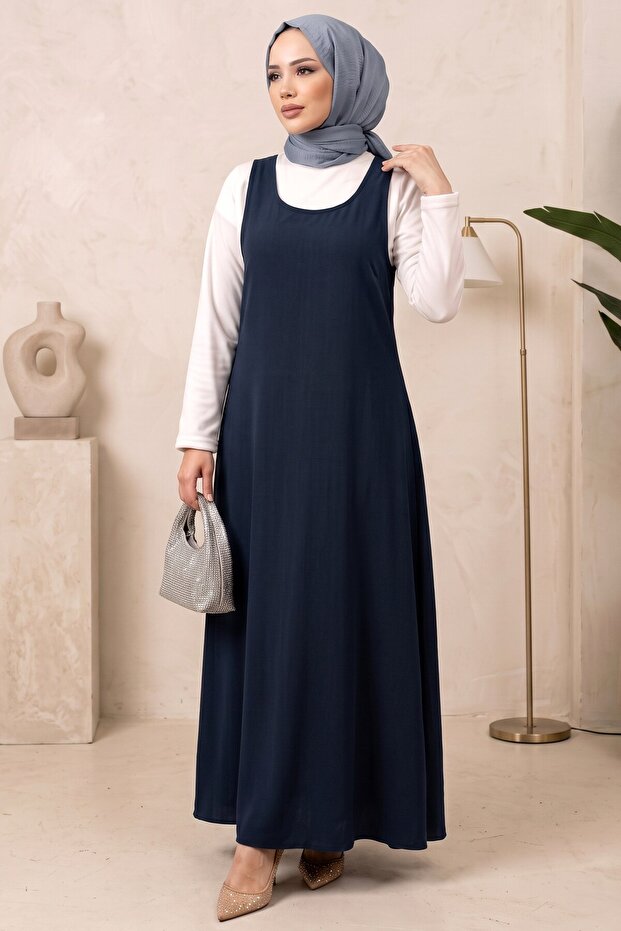 Modal Jile Dress and Undergarment Set Modern Cut Double Hijab Set