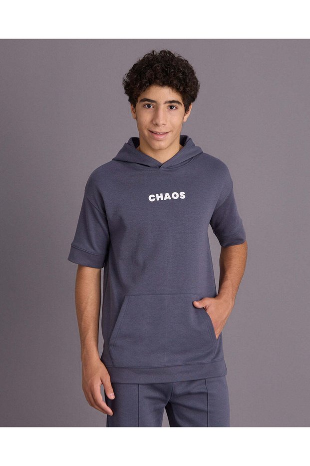 Senior Boys Charcoal Over Size Hooded Sweatshirt