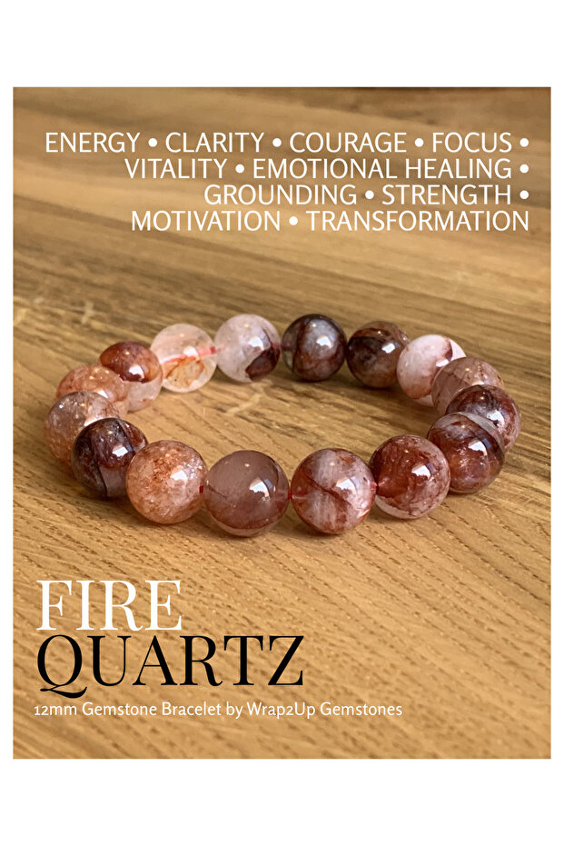 FIRE QUARTZ 12mm GEMSTONE BRACELET