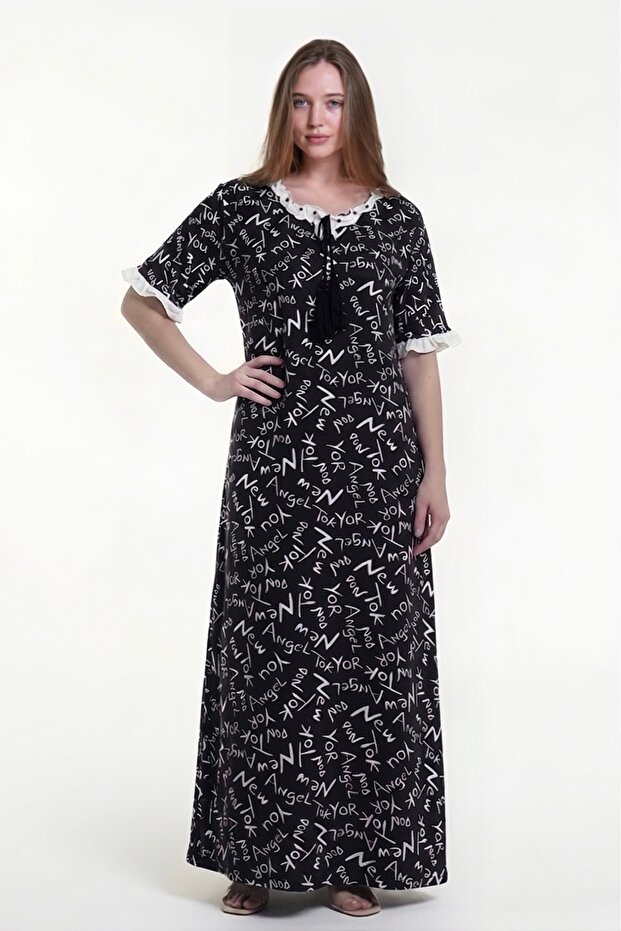 Women's Cotton Graphic Print Homewear Maxi Dress