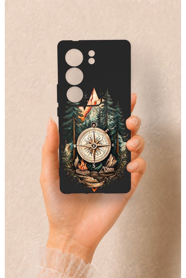 Vivo V29 Compatible Compass Forest Pattern Silicone Case