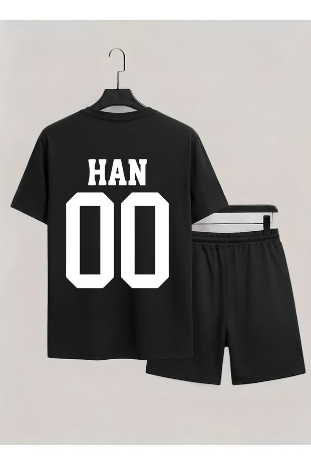 Straykids Han Printed 100% Cotton Crewneck Children's T-Shirt-Shorts K-Pop Dual Set