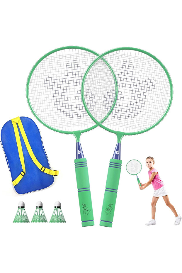 مجموعة مضارب تنس الريشة للأطفال، مضربان خفيفان الوزن كبير الحجم مع مقبض ناعم، وحقيبة حمل