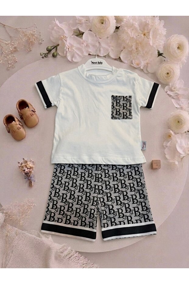 Baby Boy Daily Combed Cotton Shorts Summer 2-Piece Top and Bottom Set