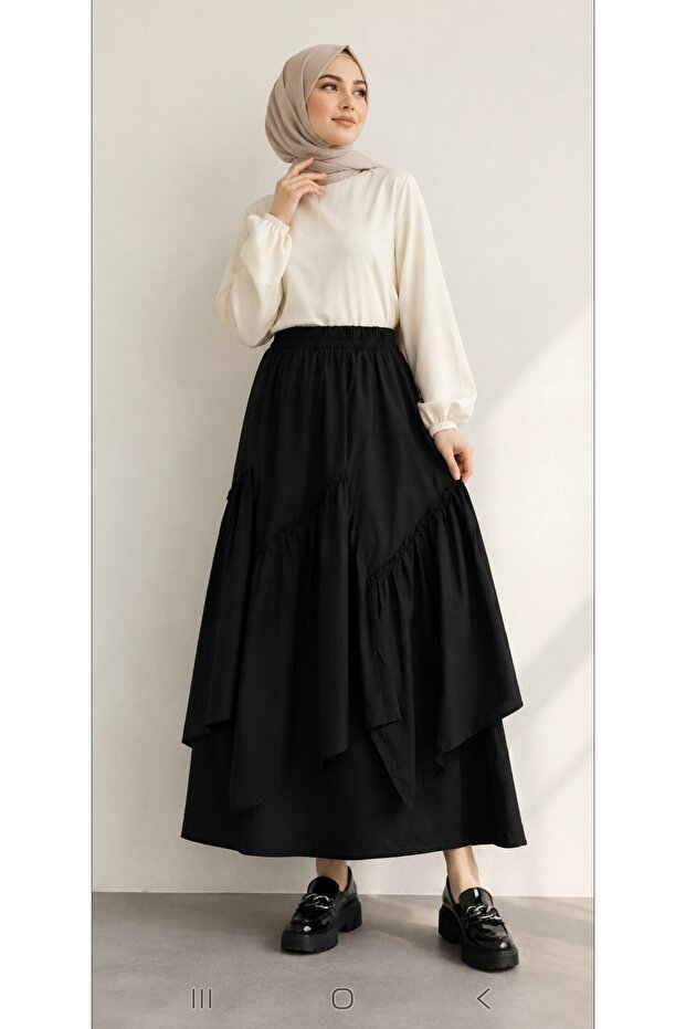 Skirt, Skirt with Poplin Fabric Inserts