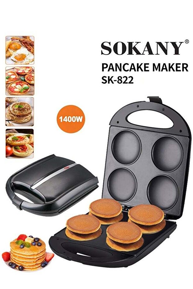 4 Slot Electric Arepa Maker with Non-Stick Plate & Temperature Control,Electric Crepe Maker Multi-Function Breakfast Machine