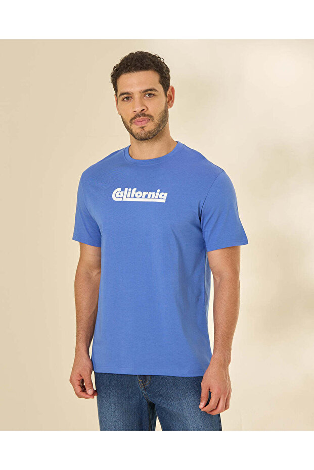 Men Blue Graphic T-Shirt