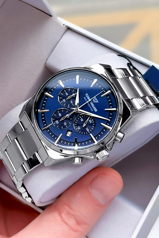 All Functions Working - Silver Color - Steel Band - Water Resistant - Men's Watch - with Special Box Tw2006C2