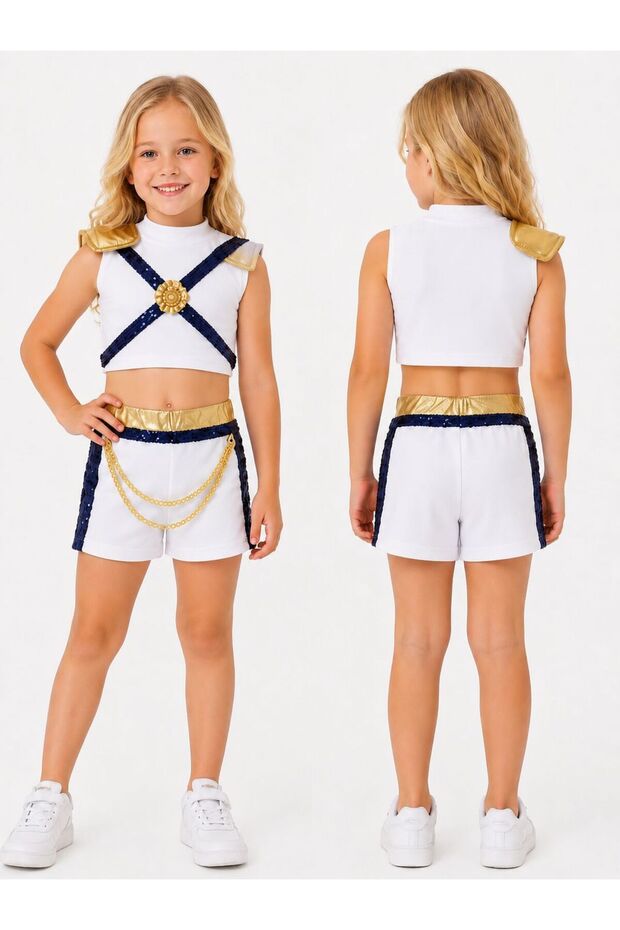 Girl's Gold Detailed Suit 111