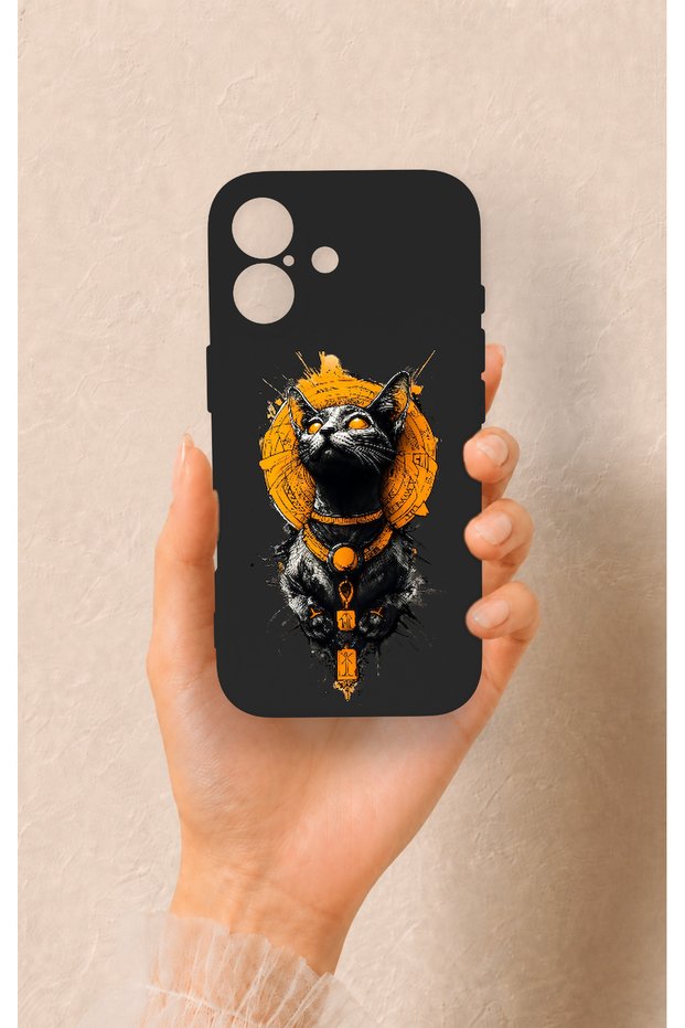 iPhone 17 Compatible Egyptian Cat God Patterned Silicone Case