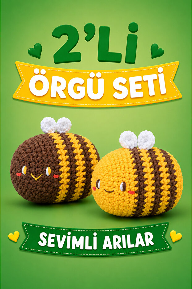 Knitting Set, 2-Piece Bee Amigurumi Knitting Kit, Pro Set Including All Materials