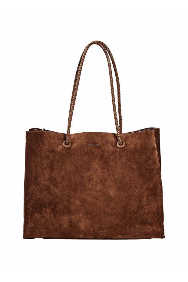 Miroshnikov Women’s Large Shopper Bag for Office & Work, Glossy PU Shoulder Tote, Memory Crinkle Effect