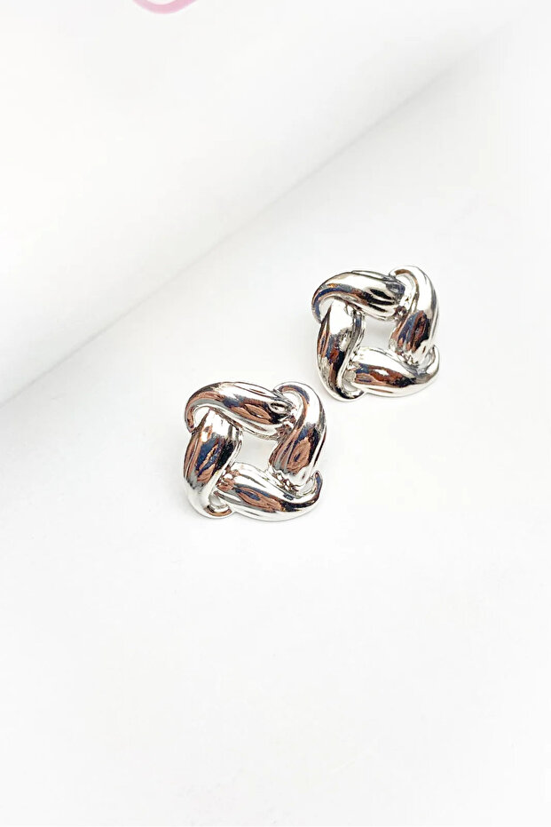 Knitted Model Silver Color Earrings