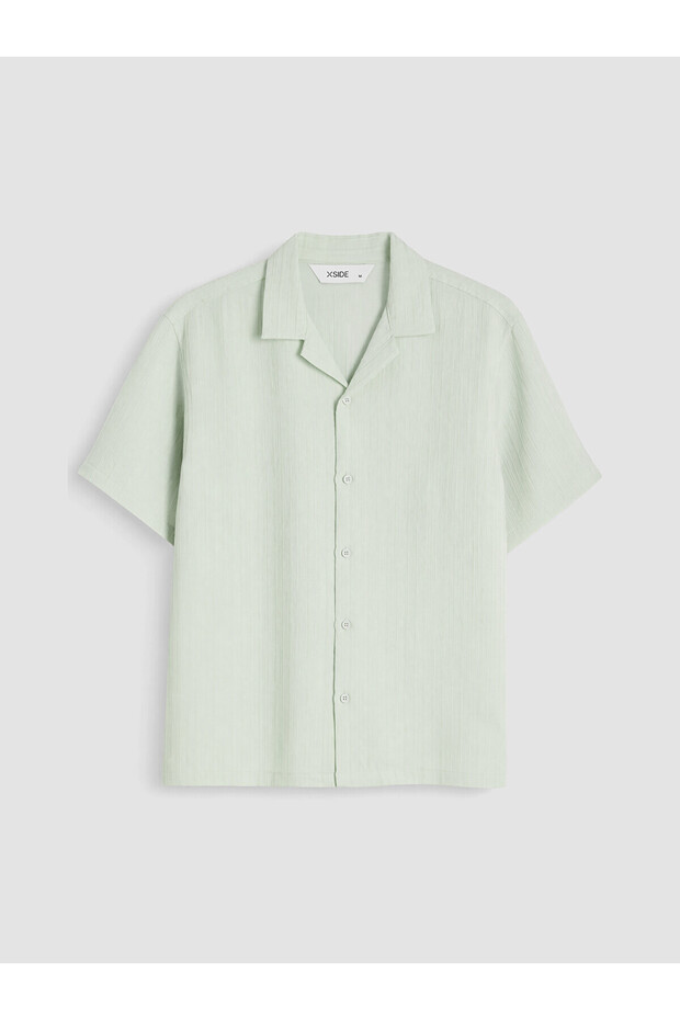 Xside Green Relax Fit Textured Men's Shirt