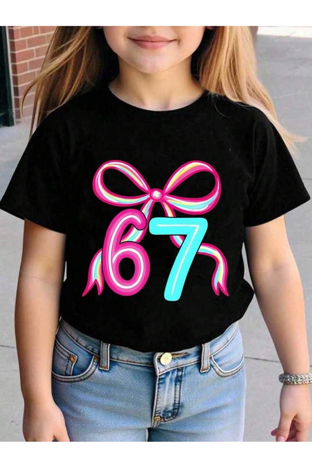 Six Seven 67 Printed Crew Neck 100% Cotton Short Sleeve Kids and Teenagers T-Shirt