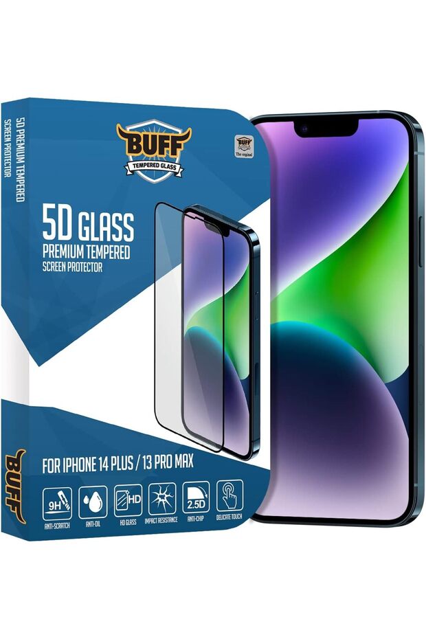 nht shop واقي شاشة زجاجي 5D لهاتف آيفون 14 بلس/13 برو ماكس 818517