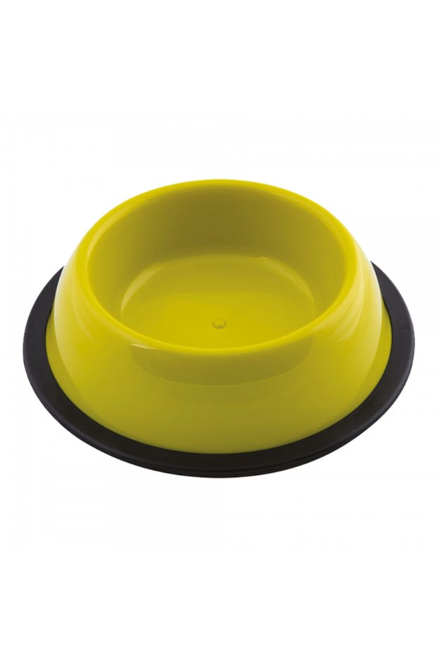 Silver Anti-Slip Round Plastic Pet Bowl XL Lime Green – 26cm Durable Non-Slip Feeding Bowl for Dogs & Cats – Stable Food & Water Dish