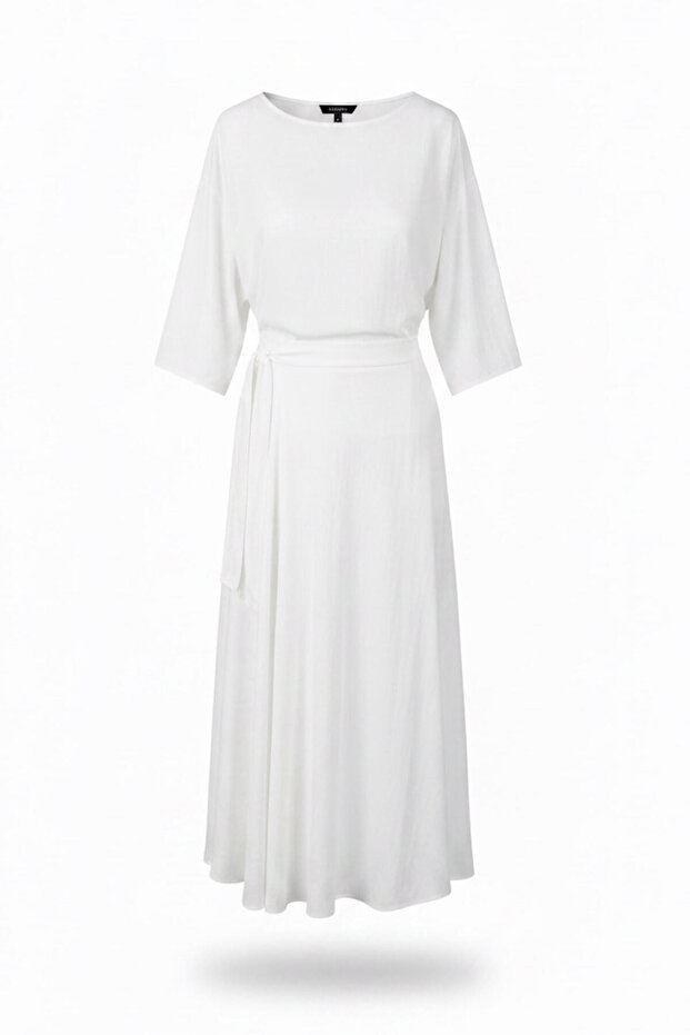 White Skirt Tie Detail Short Sleeve Dress
