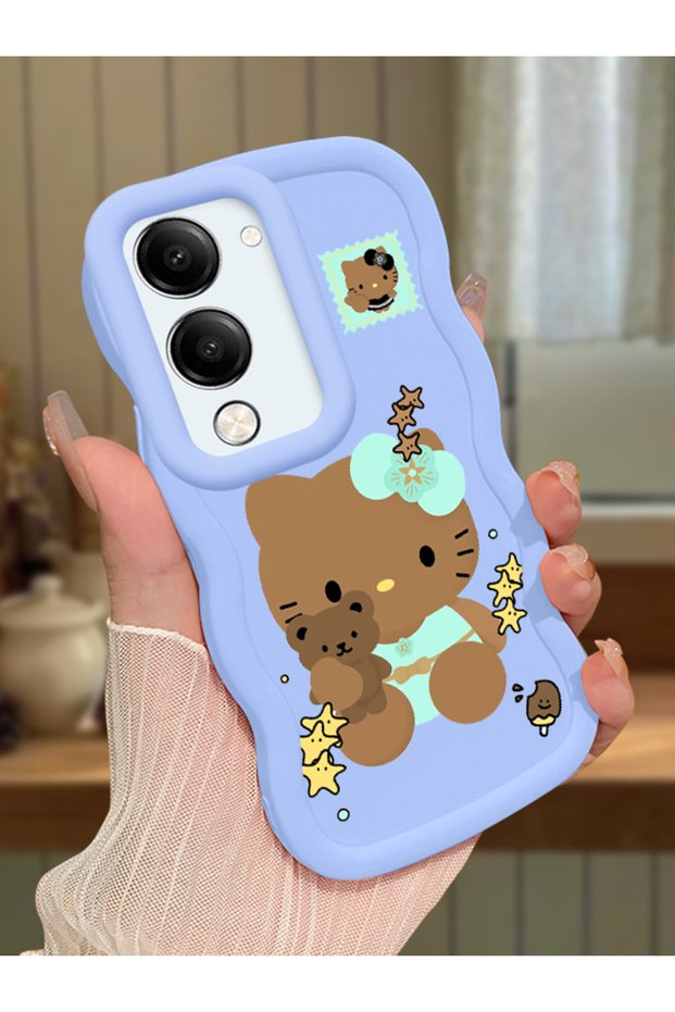 Vivo Y19 Compatible Case Camera Protector Blue Silicone Couple Phone Case Kitty Pattern
