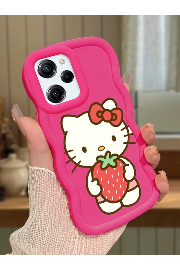 Poco X5 Pro 5g Compatible Case Camera Protector Red Silicone Couple Phone Case Kitty Pattern