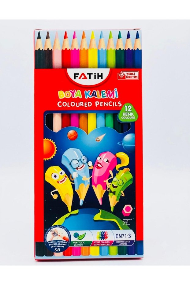 Searock Fatih 12 Color Dry Crayon Set Full Size School Art Paint