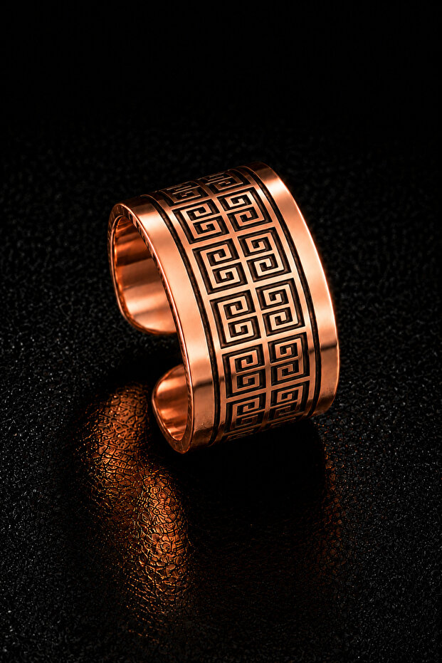Men's and Women's Copper Rings Couple Greek Model Patterned Copper Rings