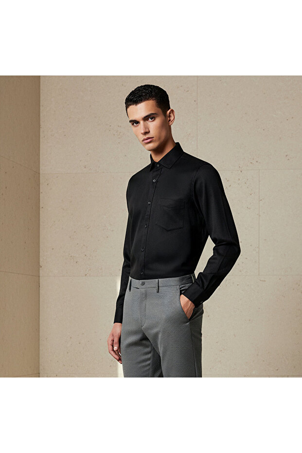 Men Regular Fit Collared Long Sleeve Shirt