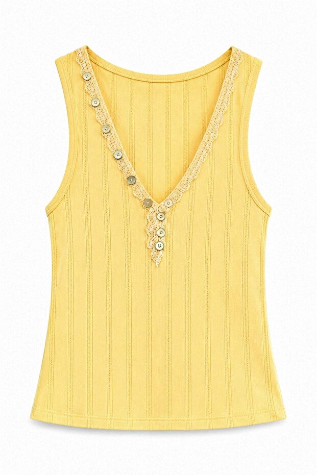 Button Detailed Athlete Blouse Yellow