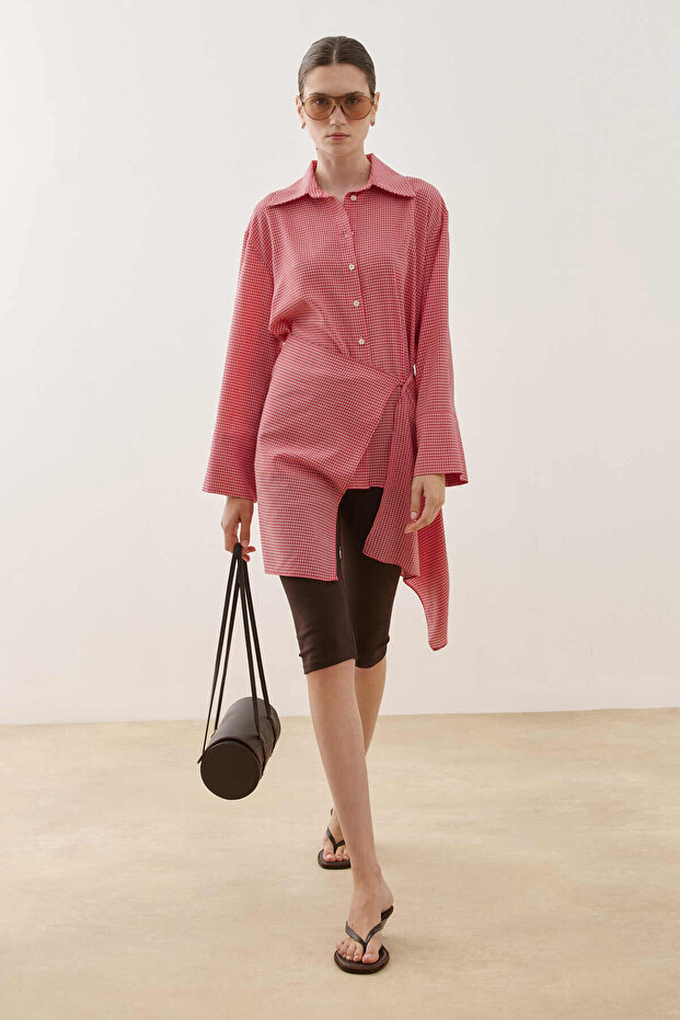 Mobile Piece Plaid Shirt Red