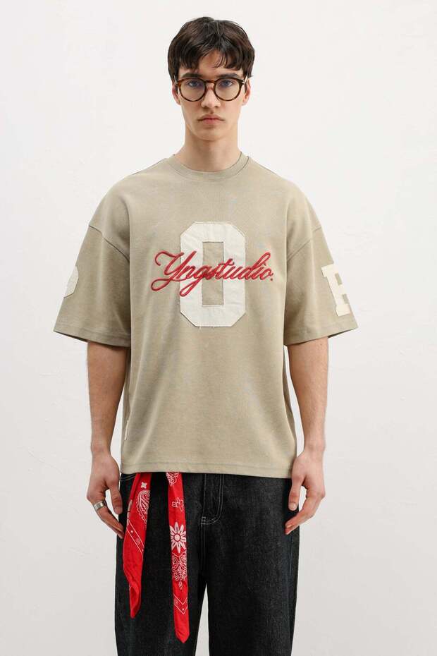 Oversize Printed T-Shirt Khaki