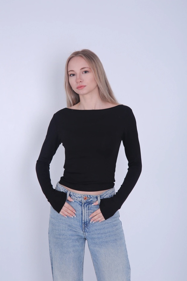 Women's Boat Neck Long Sleeve Stretchy Buzi Blouse / Bodysuit