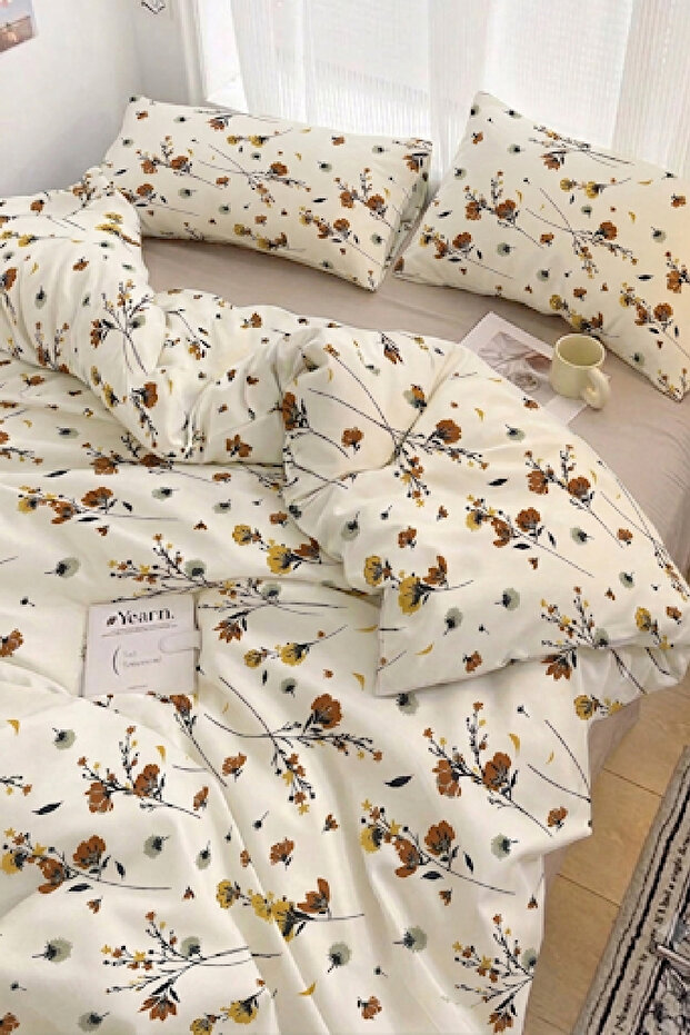 Wild Flowers Double -Fitted Sheets-Cotton Duvet Cover Set-
