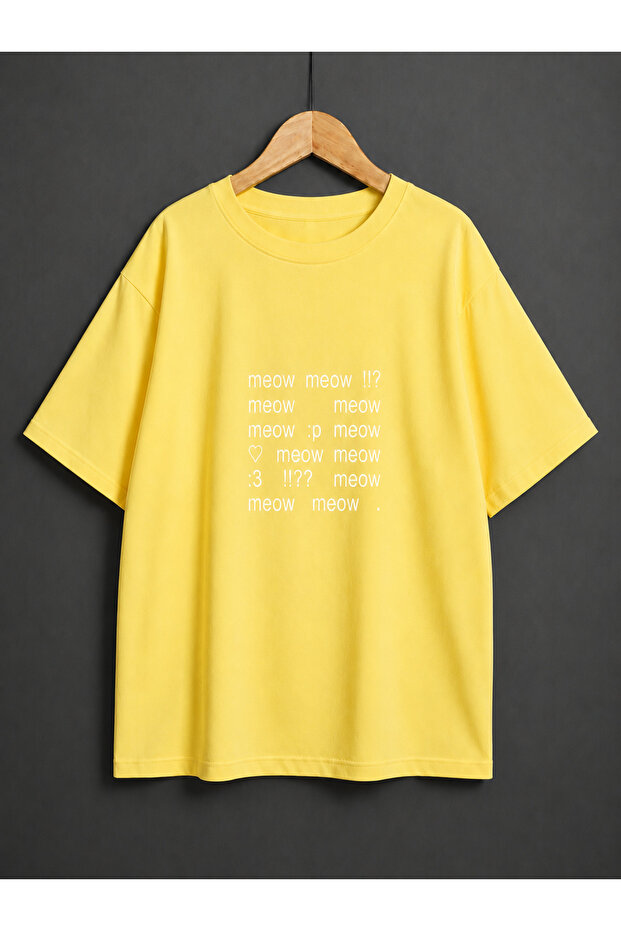 Women's Y2K Meow Meow Written Oversized T-Shirt