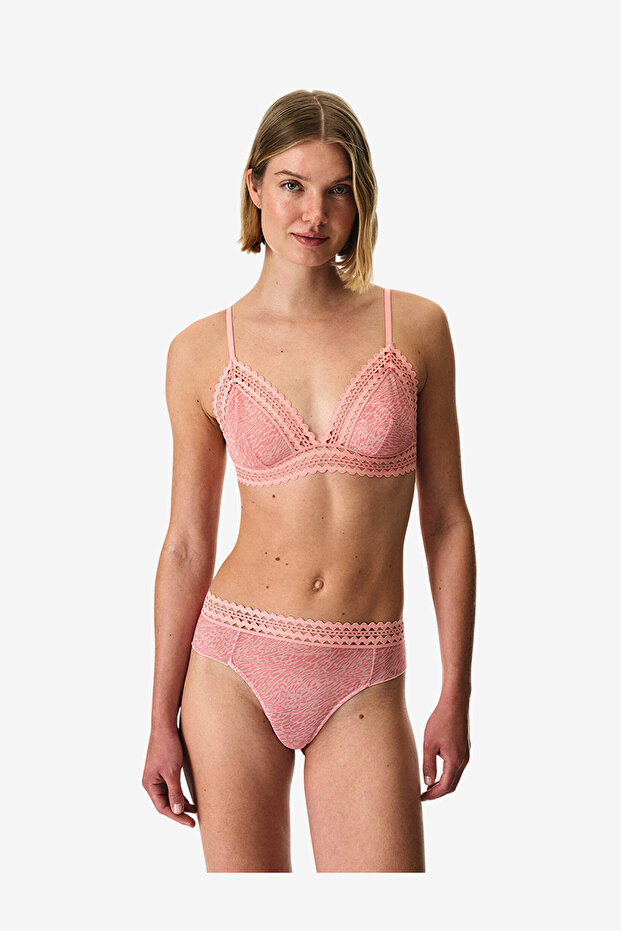 Women Triangle Mesh Rose Wireless Bra
