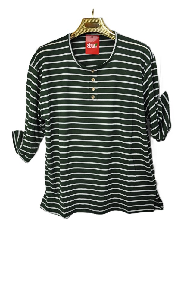 Plus Size Capri Sleeve Combed Cotton Blouse