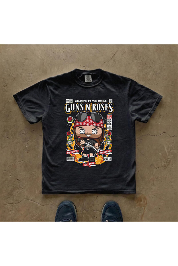 تي شيرت مطبوع عليه Axl Rose للجنسين مقاس كبير