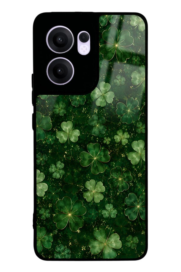 Oppo Reno 13F Emerald Lucky Clover Design Glossy Phone Case