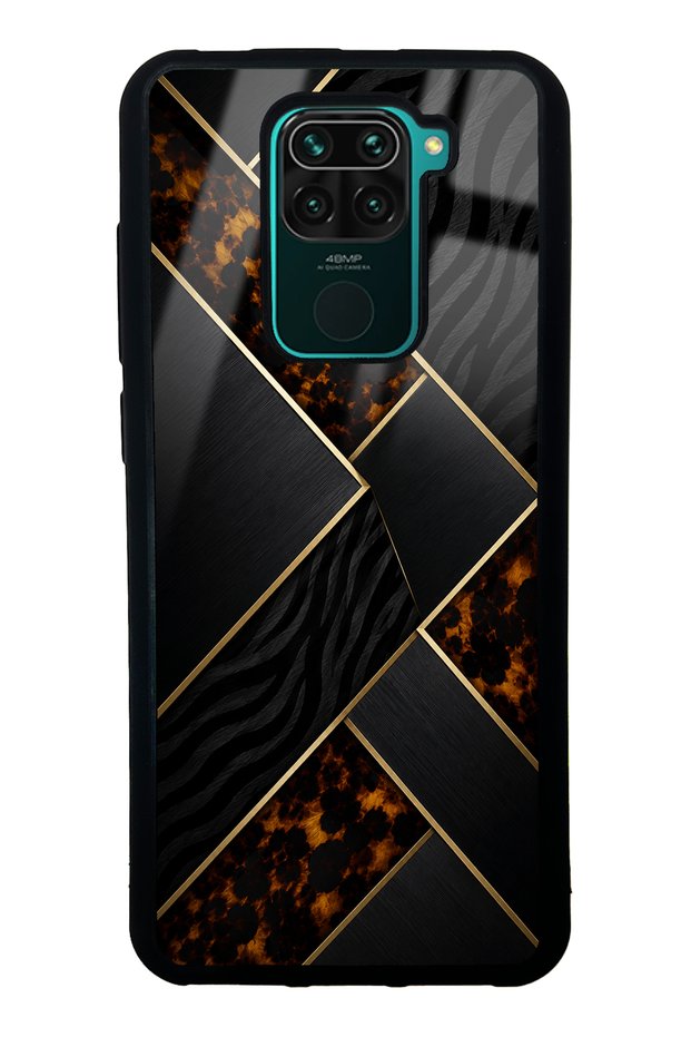 Xiaomi Redmi Note 9 Glossy Phone Case with Black Mosaic Design