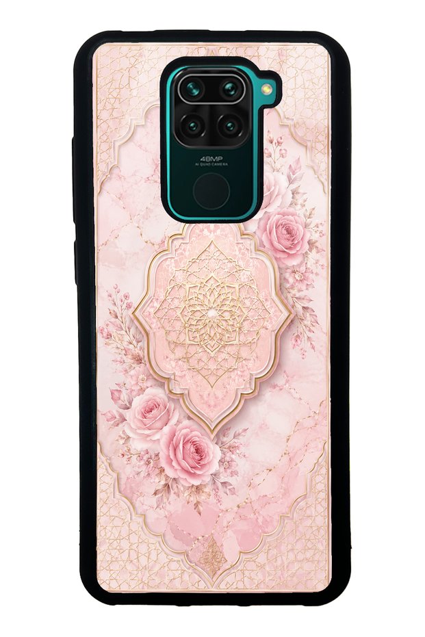 Xiaomi Redmi Note 9 Glossy Phone Case with Blush Ottoman Rose Design