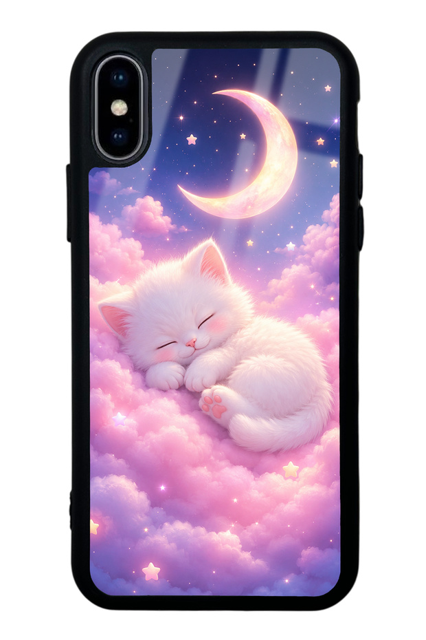حافظة هاتف لامعة بتصميم Moonlit Dream Kitten لهاتف iPhone Xs Max