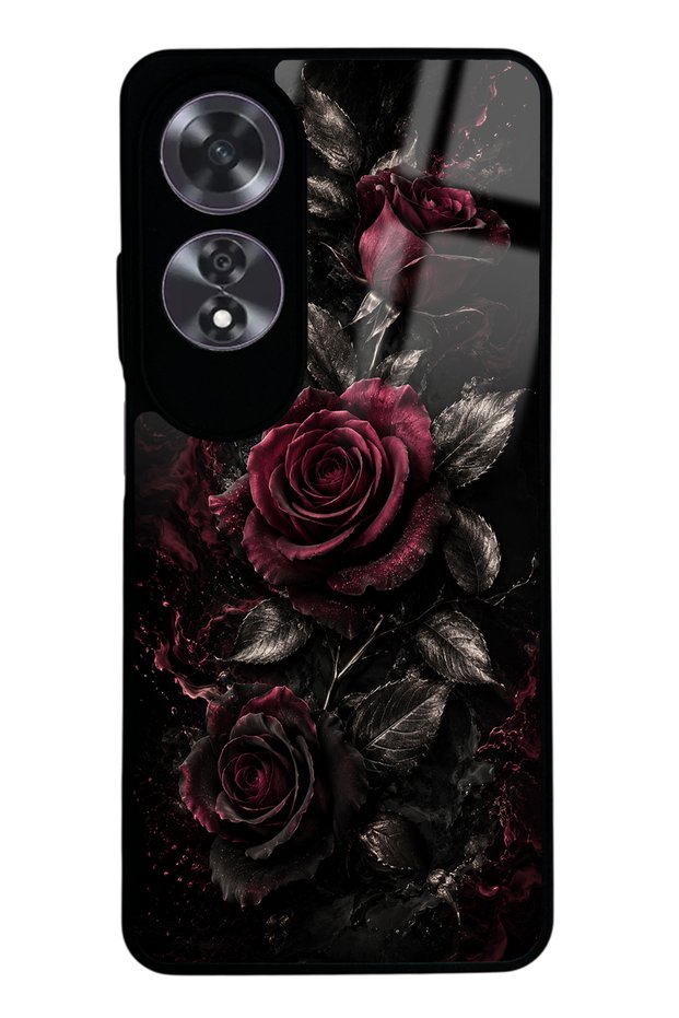 Oppo A60 Obsidian Burgundy Roses Design Glossy Phone Case