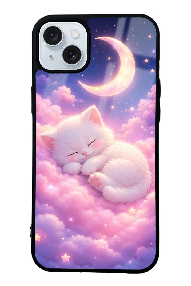 iPhone 15 Plus Moonlit Dream Kitten Design Glossy Phone Case