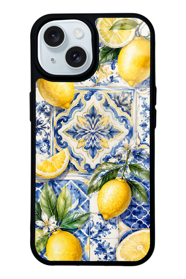 iPhone 15 Mediterranean Lemon Royale Design Glossy Phone Case