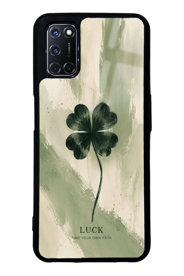 Oppo A52 Glossy Phone Case with Lucky Sage Clover Design