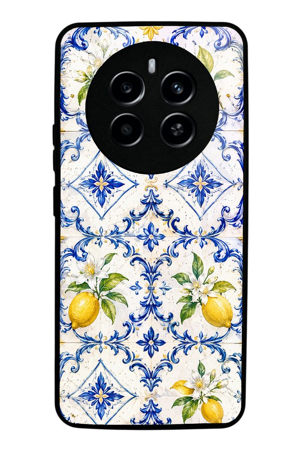 Realme 12 Glossy Phone Case with Sapphire Lemon Tiles Design