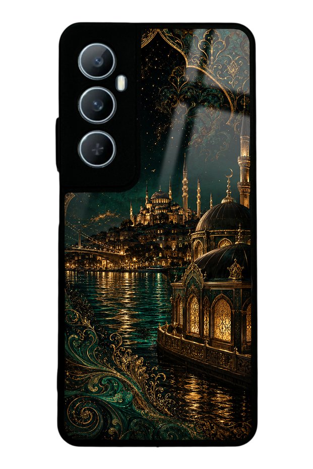 حافظة هاتف لامعة بتصميم Realme C65 Emerald Bosphorus Palace