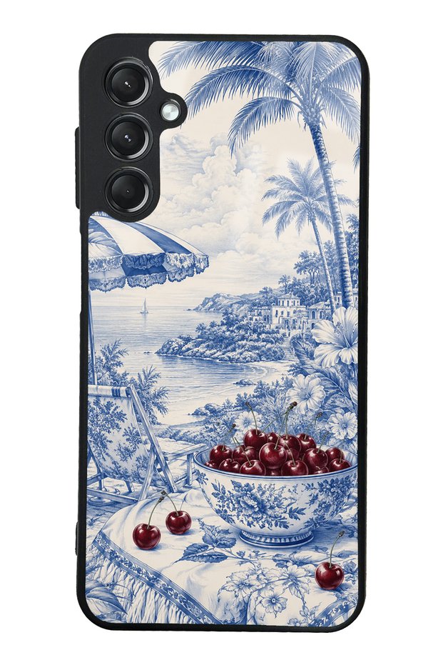 Samsung A24 Blue Porcelain Cherry Coast Design Glossy Phone Case