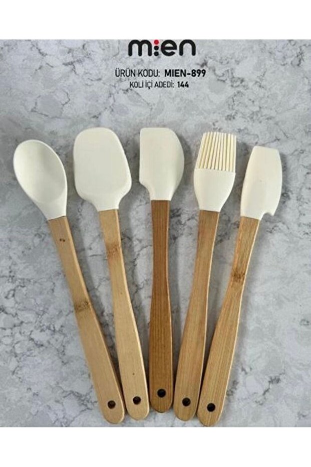 Mien 5-Piece Silicone Spatula Set - White, Durable and Practical for Your Kitchen