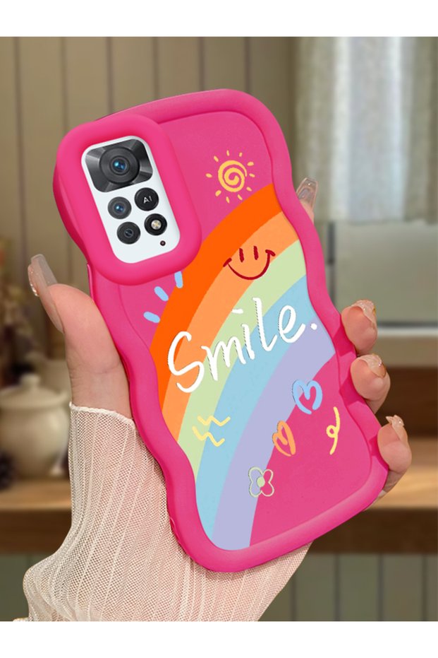 حافظة متوافقة مع هاتف Redmi Note 11 Pro 5G، حافظة حماية للكاميرا من السيليكون الأحمر، حافظة هاتف بنمط قوس قزح