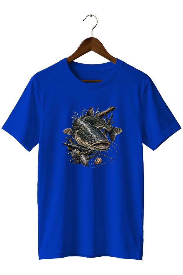 Unisex Catfish Print T-Shirt – Fishing and Outdoor Themed Crew Neck